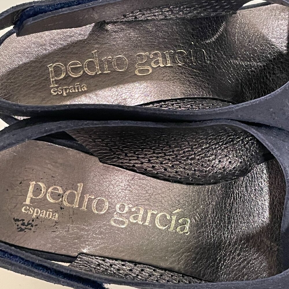 NEW, PEDRO GARCIA "Frigg" Suede Crossover Sling Back Wedge, Spain, Navy - 39/9 - Picture 5 of 13
